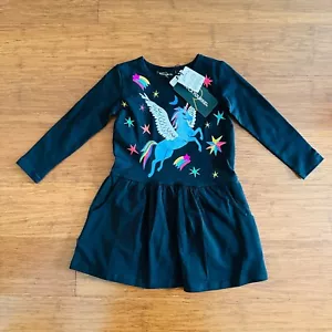 Rock Your Kid RYK Unicorn Pegasus Rainbow Stars Blue Hipster Dress Size 3 BNWT - Picture 1 of 13