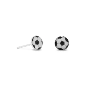 Pendientes de plata esterlina con poste de pelota de fútbol - Imagen 1 de 1