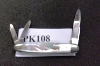 E. Bruckmann Mann 3 Blade Whittler 1950s Mother of Pearl Pocket Knife Mint - Image 1 of 4