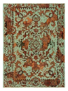 Vintage Relief Handgeknüpfter Perserteppich 137 x 96 cm-Orient,Rug,Carpet,Grün - Imagen 1 de 10
