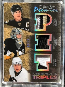 2007/08 OPC PREMIER RARE REMNANTS TRIPLES SIDNEY CROSBY FLEURY MALKIN PATCH /10 - Picture 1 of 2