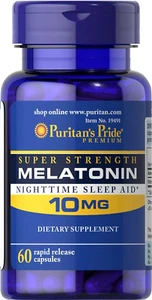 Puritan's Pride Super Strength Melatonin 10Mg Rapid Release Capsules, 60 Count - Picture 1 of 2