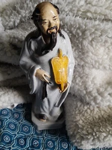 Cerámica Cerámica Hombre Asiático Músico 8 Pulgadas Alto Firmado China y Algo Más - Imagen 1 de 10