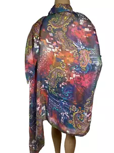 Sciarpa Rettangolare Paisley e Geo Stampa Bellissimi Colori 73 X 40" Frangia Delicata - Foto 1 di 10