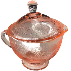 Hazel Atlas Florentine #1 Pink Depression, Creamer, ruffled - Picture 1 of 3