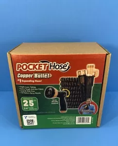 Pocket Hose As-Seen-On-TV Copper Bullet 25 Ft With Thumb Spray Nozzle - Picture 1 of 5