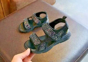 Girls Summer Sandals With Sequins  Beach Shoes Fashion Mesh Sport Sandals Sz 10 - Picture 1 of 3
