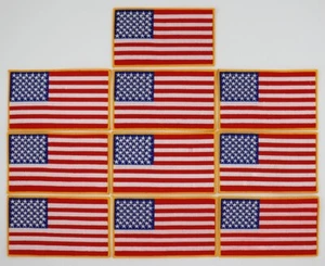 10 Lot - American Flag Embroidered Patches _ 6.75" x 4"_ USA Flags _sew-on patch - Picture 1 of 3