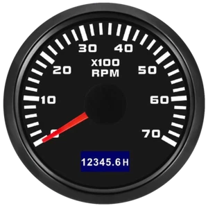 52mm schwarzes Tachometer 0-7000RPM mit Stundenmesser wasserdicht für Bootswagen - Bild 1 von 15