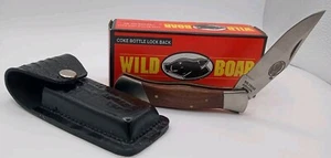 Wild Boar Pocket Single Blade Coke Btl. Lock Back W/ Sheath Made In Pakistan - Picture 1 of 12