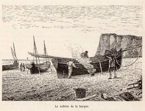 IMAGE1892 ENGRAVING 17 ILE D OLERON NETTOYAGE DE LA BARQUE - Foto 1 di 1