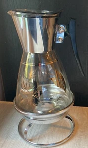 Serv Master Creations Coffee Server Carafe & Stand 1960s Silver Leaf (B25) VTG - Picture 1 of 9