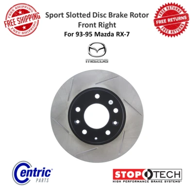 StopTech Sport Slotted Disc Brake Rotor Front Right E-Coat For 93-95 Mazda RX-7 - Image 1 of 4
