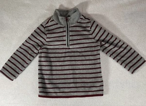 Old Navy Boys Fleece Gray striped 1/4 Zip Pullover Sweater Toddler Size 3T - Picture 1 of 4