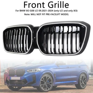 Double Slat Black Front Kidney Grill Grille Fit BMW IX3 G08 LCI 2022-2024 - Picture 1 of 16