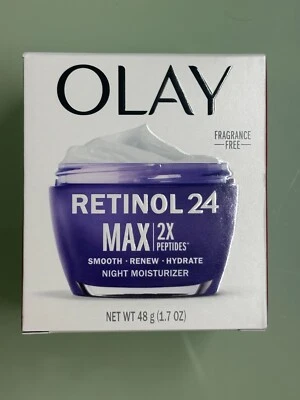 OLAY Retinol 24 Max 2x Péptidos Hidratante Nocturno Sin Fragancia 48g 1.7oz. NUEVO Foto 1 de 4
