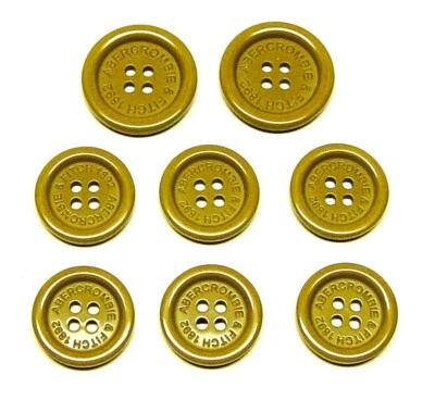 ABERCROMBIE & FITCH replacement buttons 8 mustard tone plastic 4hole Good Cond - Image 1 of 4