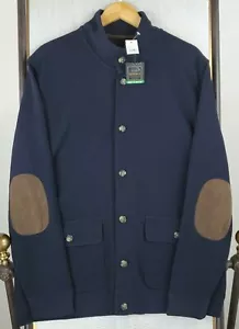 NWT JOS A BANK Size XL Mens Button Front Cardigan Sweater Elbow Patch Navy New - Picture 1 of 12