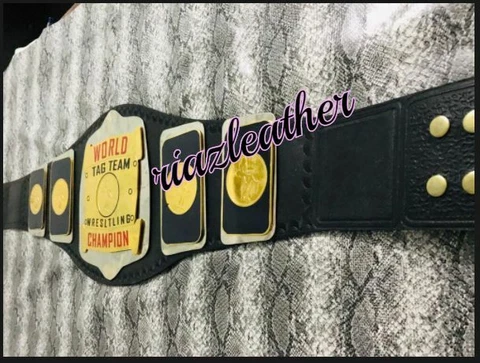 Old AWA World Tag Team Wrestling Championship Leather Belt 2MM Zinc (Dual Layer) Cover