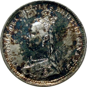 Great Britain 1890 Queen Victoria 3 Pence Silver Coin - Picture 1 of 2