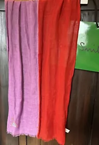 Paul Smith $200 Purple & Red Linen Scarf E/ Embroidery. Great gift! - Picture 1 of 4