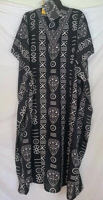 Vestido Caftán Caftán Playa Cubierta Boho Vestido Hippie Mujeres Africano con Pieza para la Cabeza Foto 1 de 3