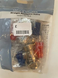 Pair 15mm x 3/4 in Appliance Water Shut Off Valve Tap Compression Chrome - Picture 1 of 3