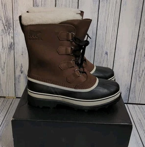 Sorel Caribou Impermeable Cuero Nobuck Invierno Botas de Nieve Bruno Reino Unido 9 UE 43 - Imagen 1 de 10