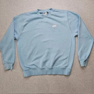 Nike Sweatshirt Adult Large Crew Neck Baby Blue Swoosh Embroidered BV2662-499 - Picture 1 of 9
