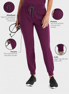 Maevn Women's Yoga Waist Jogger Scrub Pants 8520 Matrix Impulse Sizes XXS to 3XL - Image 1 of 4