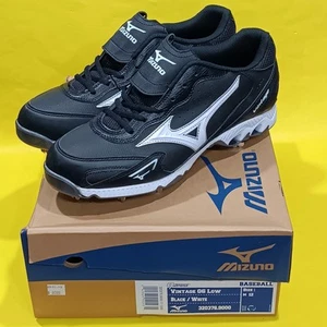 Nuevos botines de béisbol bajos Mizuno para hombre talla 12 negros 9 espigas vintage G6, zapatos - Imagen 1 de 3