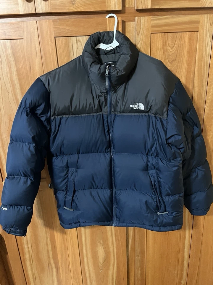 The North Face 700 Men’s Size Large Down Puffer Full Zip Jacket, Blue And Grey - Image 1 of 4