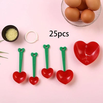 5 Sets Cherry Shaped Measuring Spoons, Baking Supplies Kitchen Utensils, Egg - Image 1 of 4