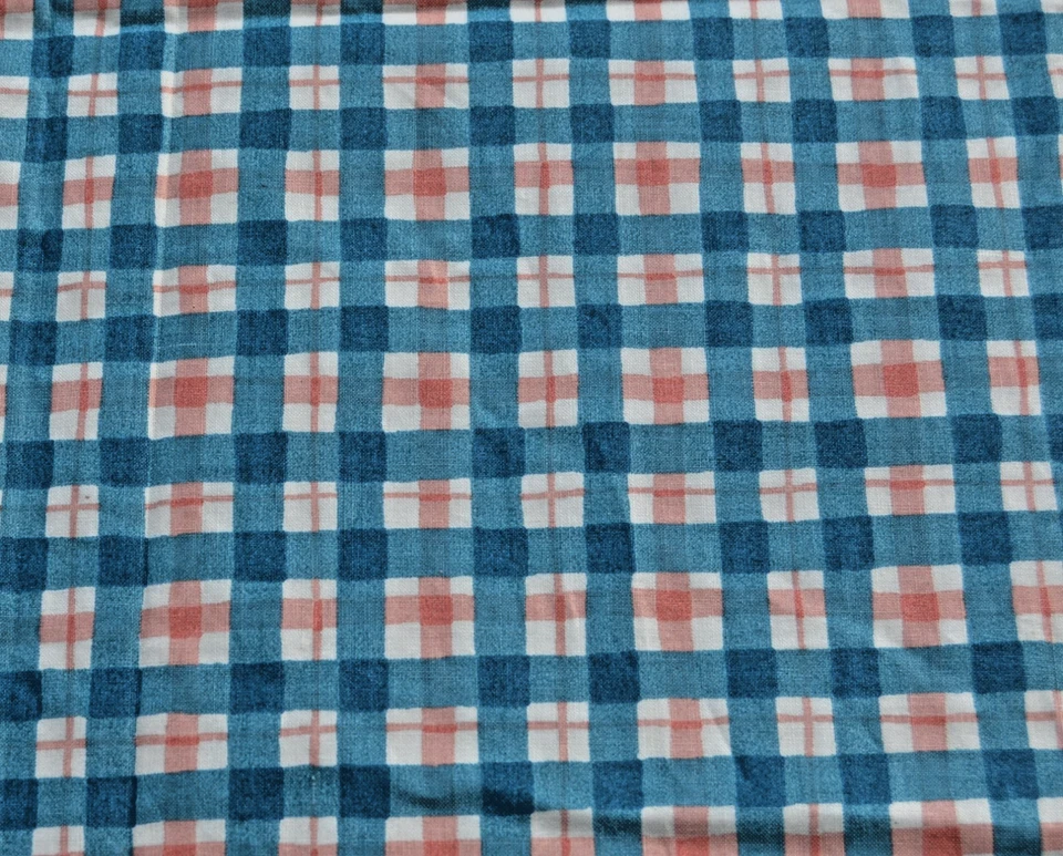 7/8ths yarda azul tattersall cuadros 48" ancho más cola pequeña Foto 1 de 2