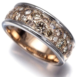 Auth KASHIKEY Ring Diamond 0.85ct Melange US6-6.25 18K 750 Rose Gold/WG - Picture 1 of 6
