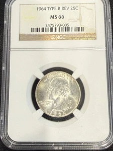 1964 Quarter Dollars Silver Coinage NGC MS-66 - Picture 1 of 5