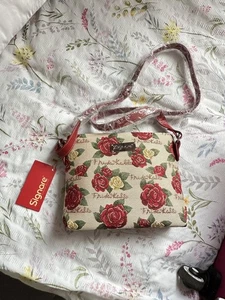 Signare Frida Kahlo Rose Art Tapestry Convertible Shoulder Grab Bag Cream Red - Picture 1 of 7