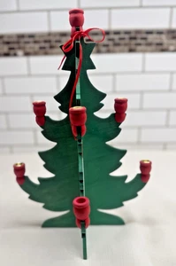 Vintage Swedish Style Christmas Candle Tree Wooden Candle Holder 12.5" tall - Picture 1 of 4