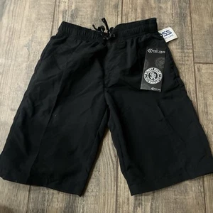 Boys BLACK ATHLETIC SHORTS Lined Elastic Waist Drawstring Pockets - Picture 1 of 3