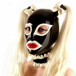 Black Latex Mask with Wig,catsuits Bodysuits Mask Party Latex(NO NECK LACE) - Picture 1 of 1