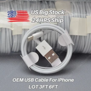 1-500X Lot USB Fast Charger Cable Cord 3Ft 6Ft For Apple iPhone 14 13 12 11 8 6 - Picture 1 of 13