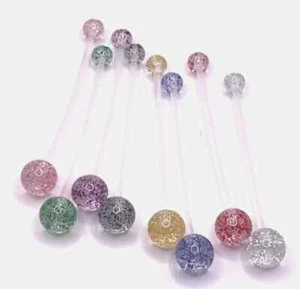 2 x Long Belly bar pregnancy retainer straight barbell bar glitter - Picture 1 of 1
