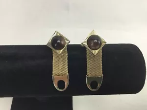 Eslabones envolventes de puño de malla de piedra de lucita marrón perlada tono dorado Anson - Imagen 1 de 2