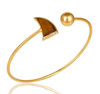 Elegante brazalete brazalete enchapado en oro de 18 quilates con circón ojo de tigre joyería Foto 1 de 4