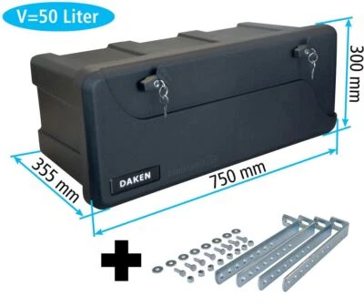 Deichselbox Blackit L + Vertik.Halter 750x300x355 mm, Staubox, Daken B50-2+VH401 - Bild 1 von 4