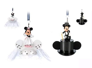 Disney Mickey & Minnie Bride And Groom Ear Hat Sketchbook Ornament Set  - Picture 1 of 24
