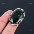 Natural Bloodstone Gemstone Solitaire Ring Size 8 925 Sterling Silver Jewelry