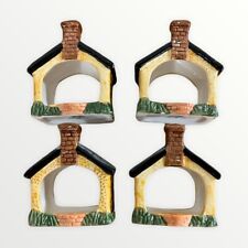 Block Gear co Ceramic House Napkin Rings set of 4 English Country Cottage 