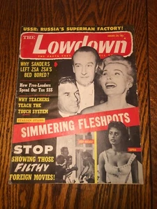 January 1961 THE LOWDOWN Magazine Zsa Zsa Gabor-Corrine Calvet-Neat Ads! - Picture 1 of 9