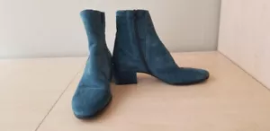 Homers Artisan Women’s 38 US Size7.5 Ankle Boot Teal Suede Classic Boho Boot - Picture 1 of 8